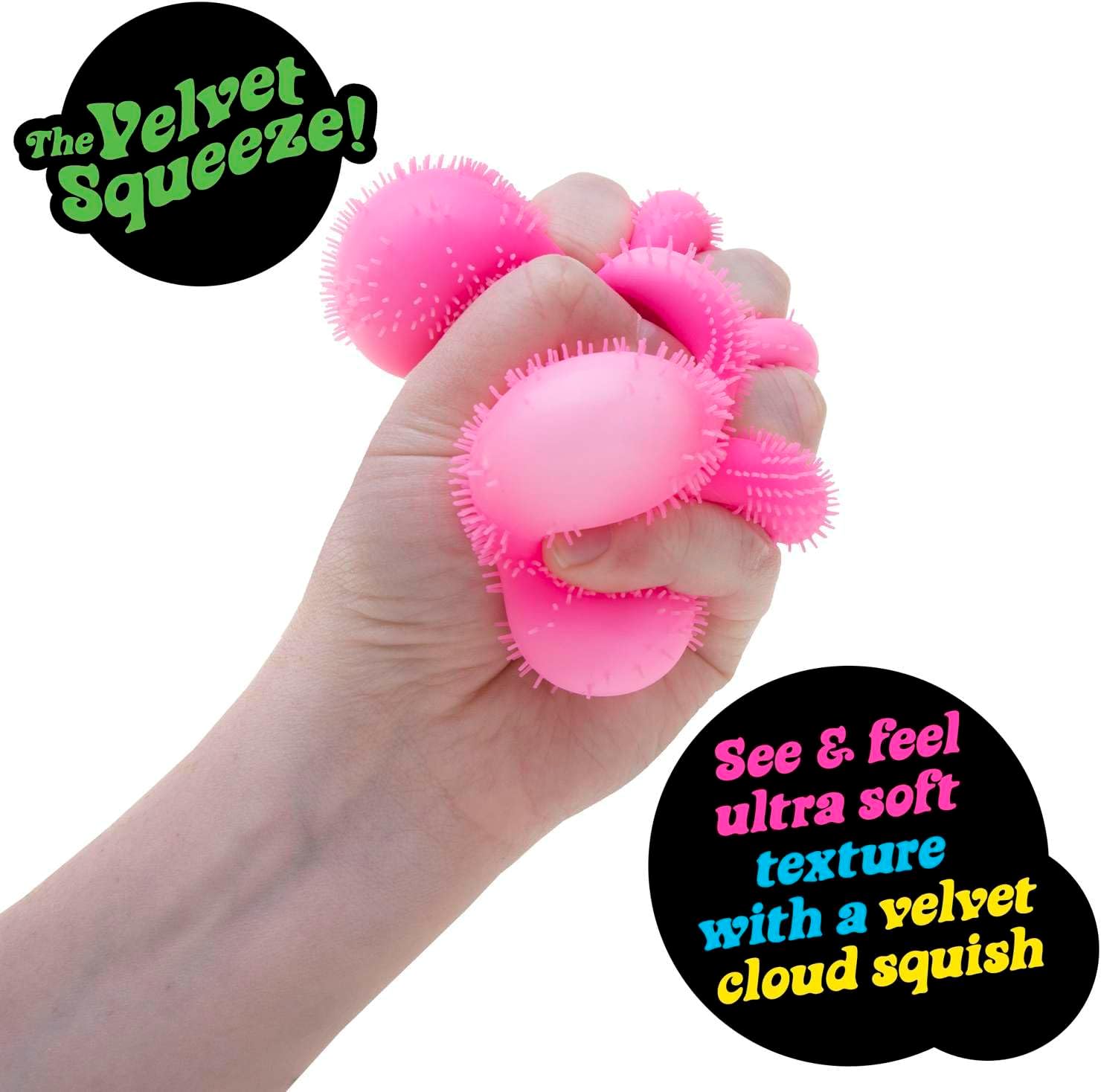 Schylling NeeDoh Fuzz Ball - Sensory Toy with a Velvet Texture and Soft Cloud Squish - Wavy Pattern You Can See and Feel - Ages 3 and Up - Color May Vary; One Per Pack (Flower Power) - Image 3