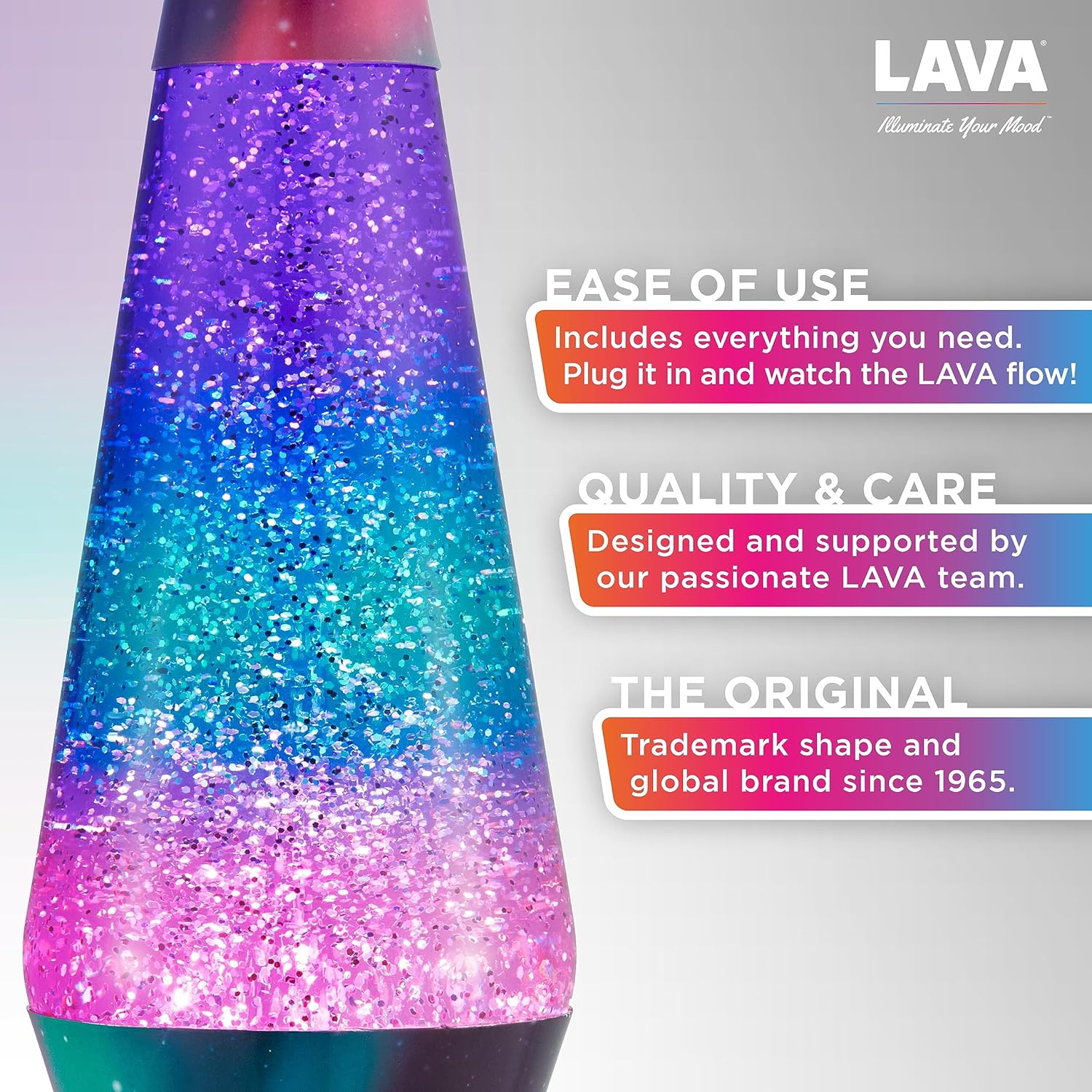 Lava? Lamp - 14.5 Polar Glimmer - The Original Motion Light - Silver Glitter. Multicolor Base and Globe - Item #2048 (Amazon Exclusive) - Image 2